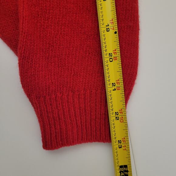 BraunStyle Vintage Red Cardigan Size M Lambswool-Blend Holiday Festive Sweater - Picture 7 of 8